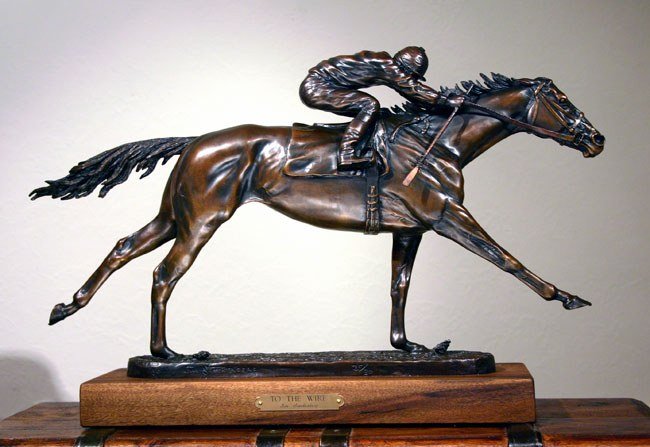 Detail of the To the Wire racehorse bronze