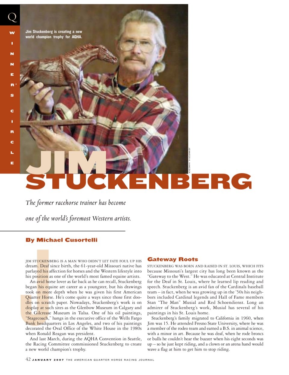 Opening page of the January 2007 Winner’s Circle profile of Jim Stuckenberg
